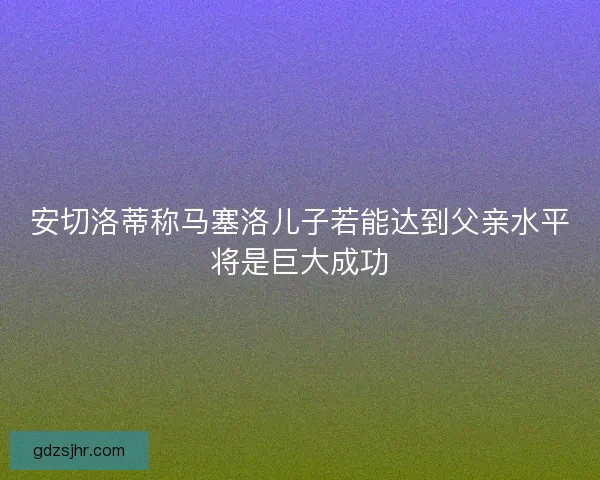 安切洛蒂称马塞洛儿子若能达到父亲水平将是巨大成功