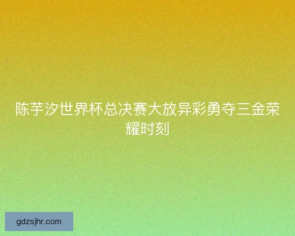 陈芋汐世界杯总决赛大放异彩勇夺三金荣耀时刻 陈芋汐世界杯总决赛大放异彩勇夺三金荣耀时刻